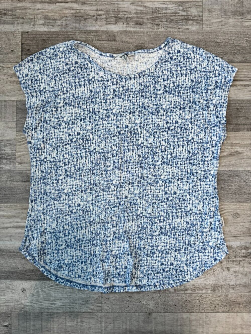 Orvis Linen Blend Blue Pattern Short Sleeve Top H20